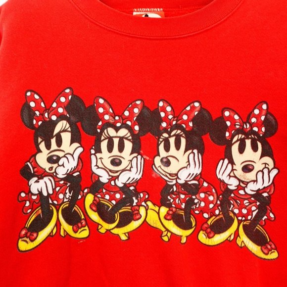 VINTAGE DISNEY MICKEY Women's Red Sweater 2X XXL Oversized Stretch Crewneck - Picture 6 of 12